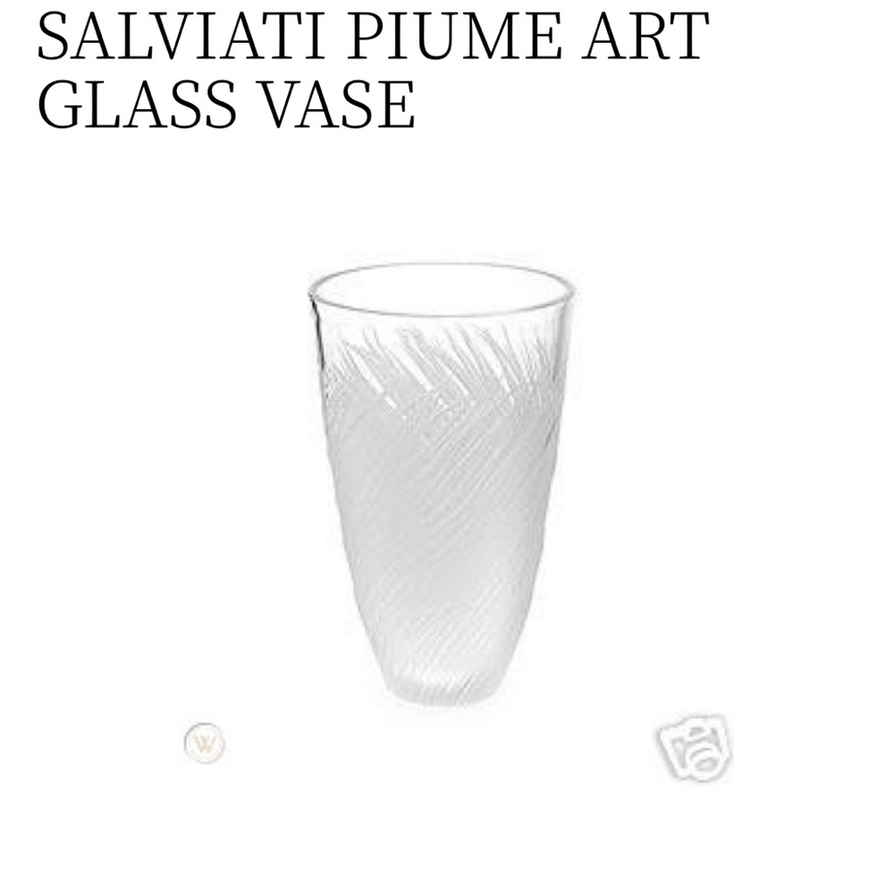 Salviati Venezia Murano Italy Piume Cut and Frosted vase. New in box